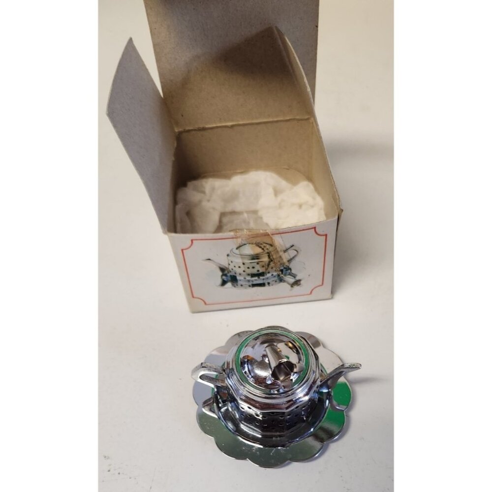 Vintage Knobler # 813 Boxed Mini Teapot Kettle w Drip Tray Tea infuser/strainer
